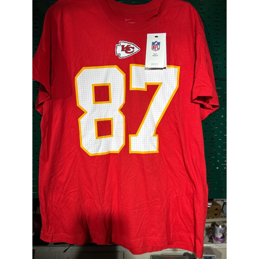 Nike Travis Kelce Kansas City Chiefs Red Name & Number T-Shirt Mens XL NFL NEW